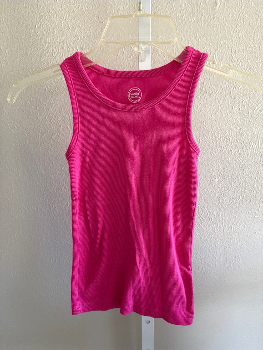 Wonder Nation Bright Hot Pink Ribbed Tank Top - Childs Size Small 6-6x